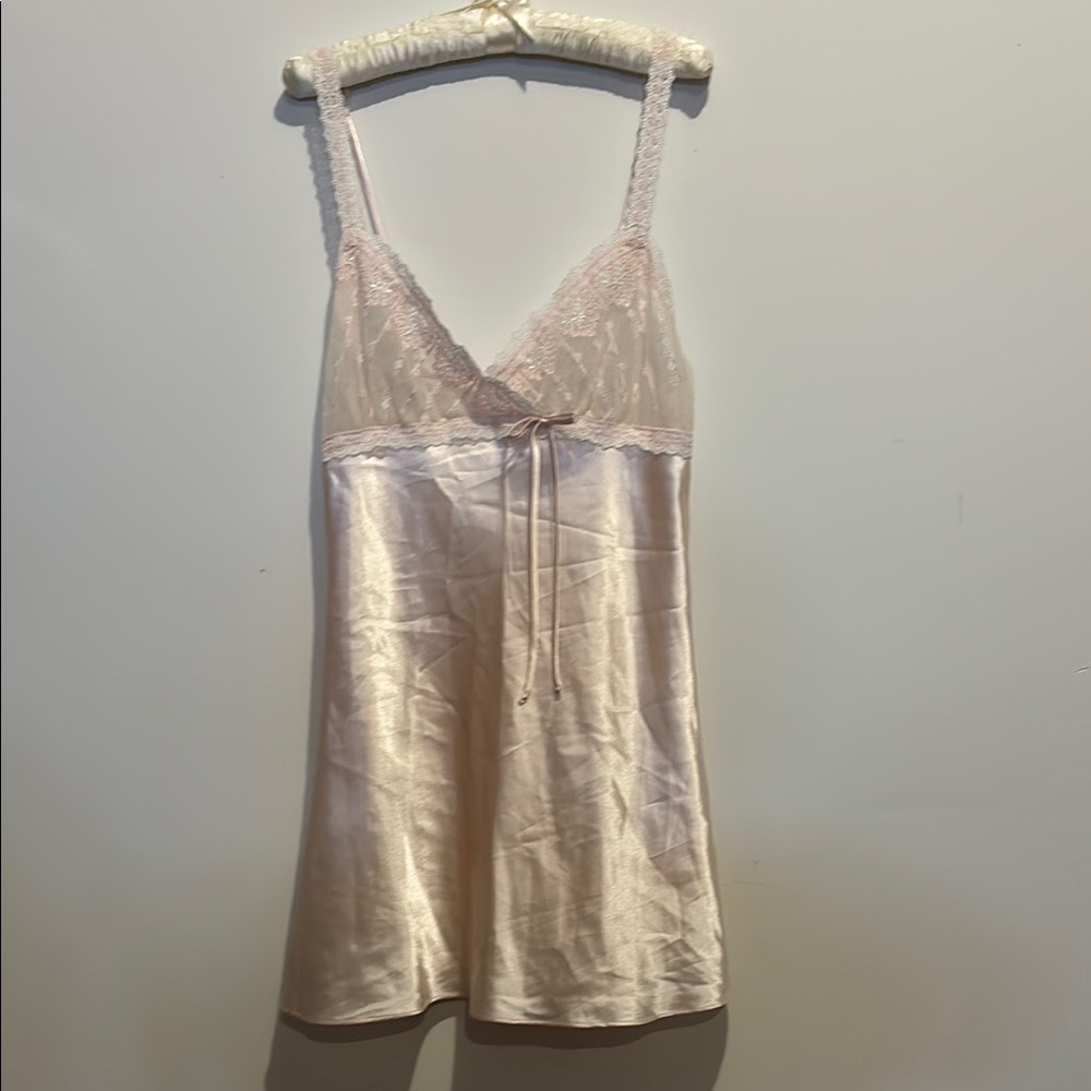 Seductive wear Lace trim satin slip dress size medium